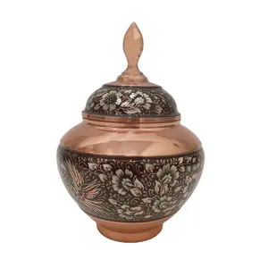 شکلات خوری مسی مدل الماس تراش طرح نقره کوب