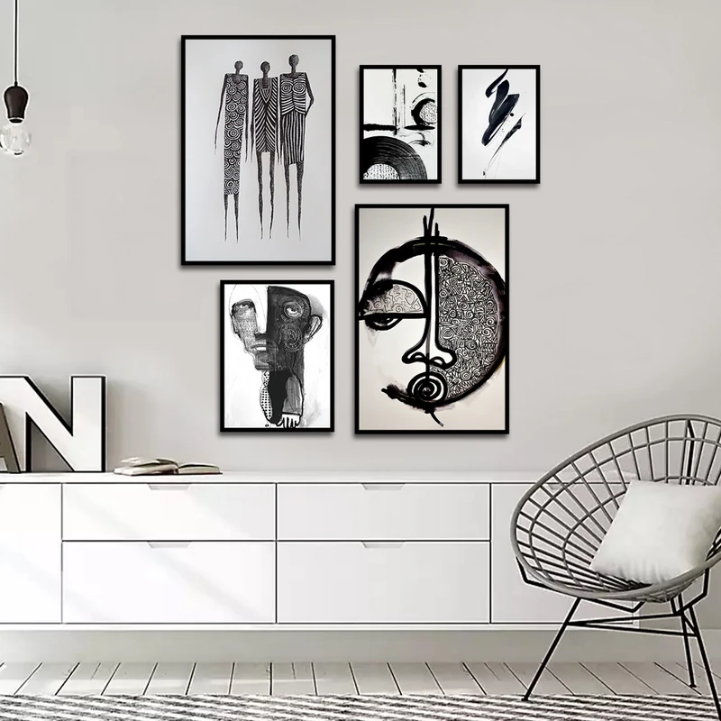 تابلو بکلیت طرح نقاشی سبک کوبیسم مدل B-2254 مجموعه 5 عددی