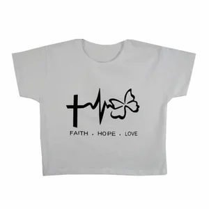 کراپ‌تاپ آستین کوتاه زنانه مدل ضربان رنگ سفید