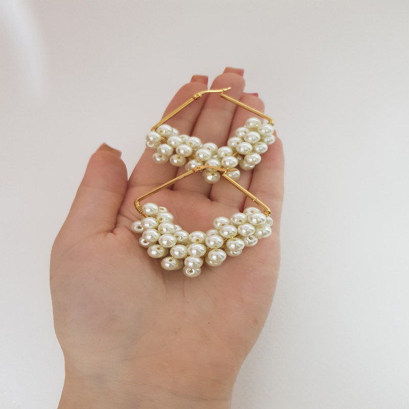 گوشواره دخترانه مدل مرواریدی لوزی گوشواره دخترانه مدل مرواریدی لوزی