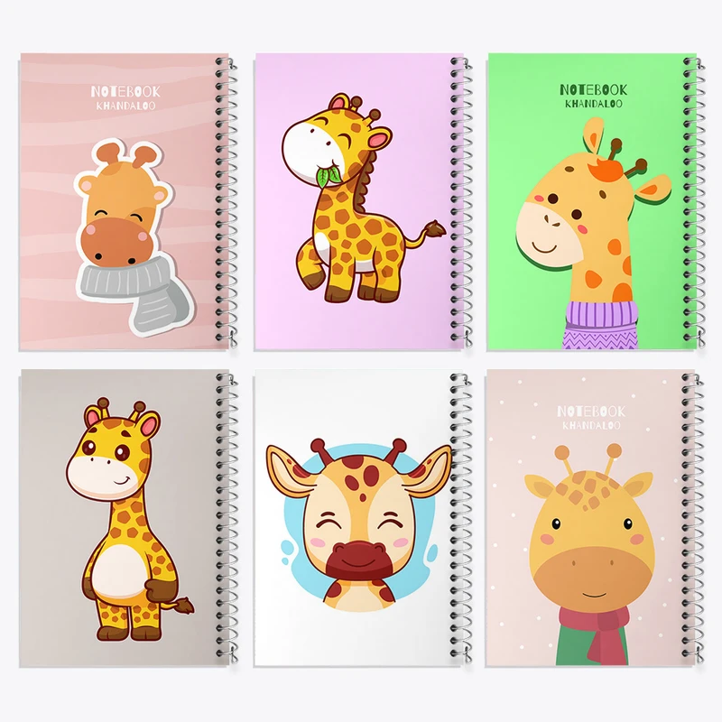 دفتر مشق 100 برگ خندالو طرح زرافه بامزه کد 466 مجموعه 6 عددی