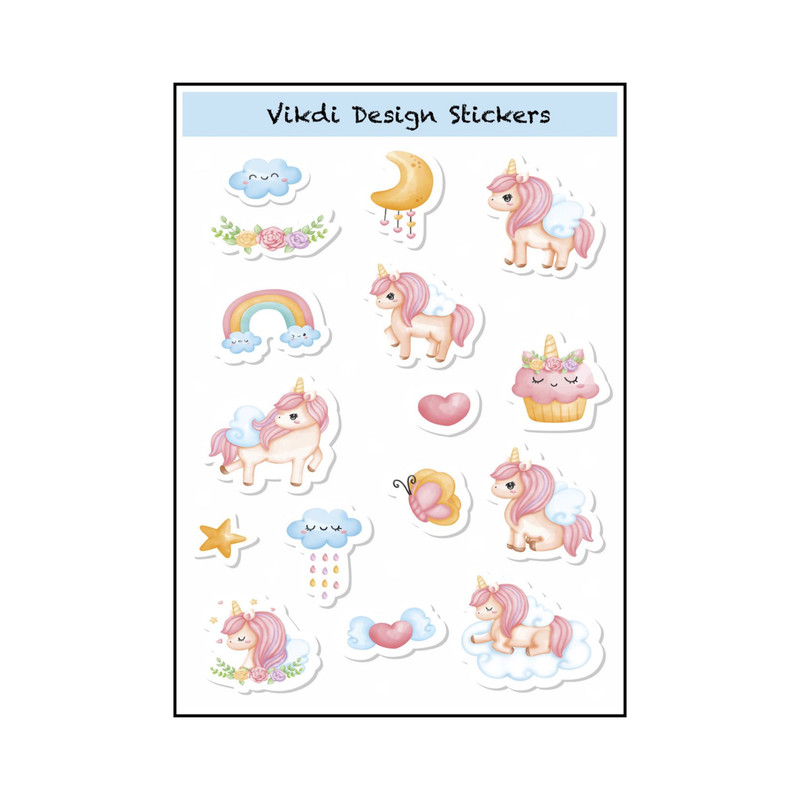 برچسب مدل پونی طرح اسب تک شاخ و ماه و ستاره کد 3