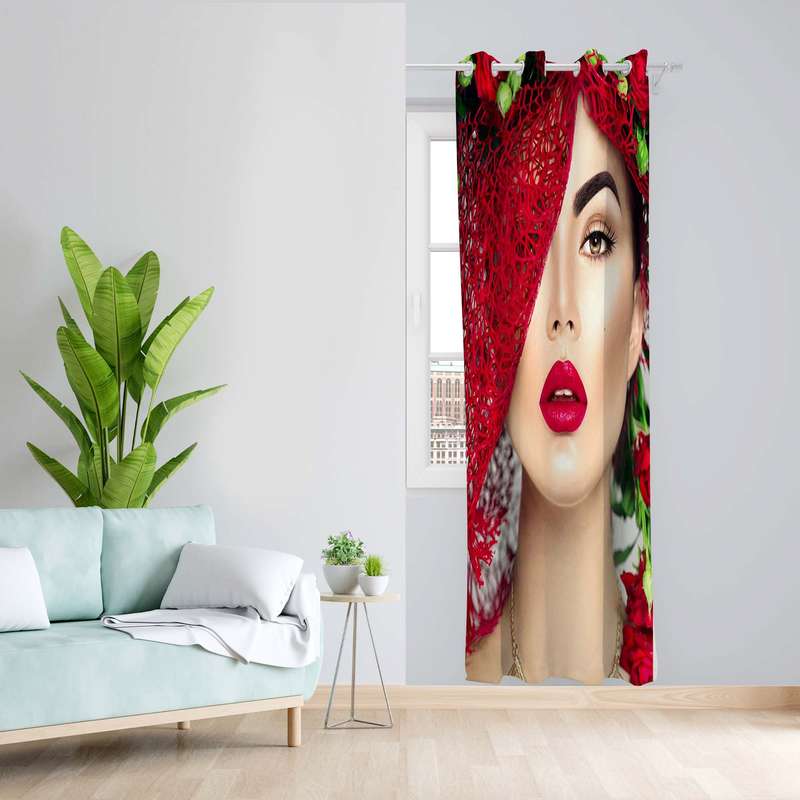 پرده طرح دختر مدل مخمل پانچی کد 5618L z سایز 140x200 سانتی متر