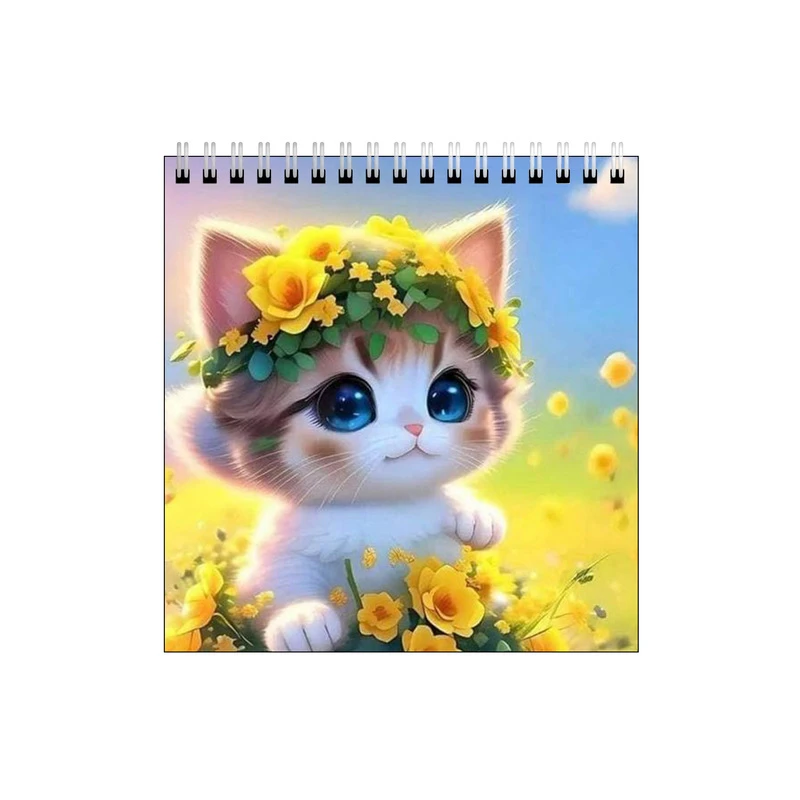 دفتر طراحی طرح گربه با تاج گل کد 2578231