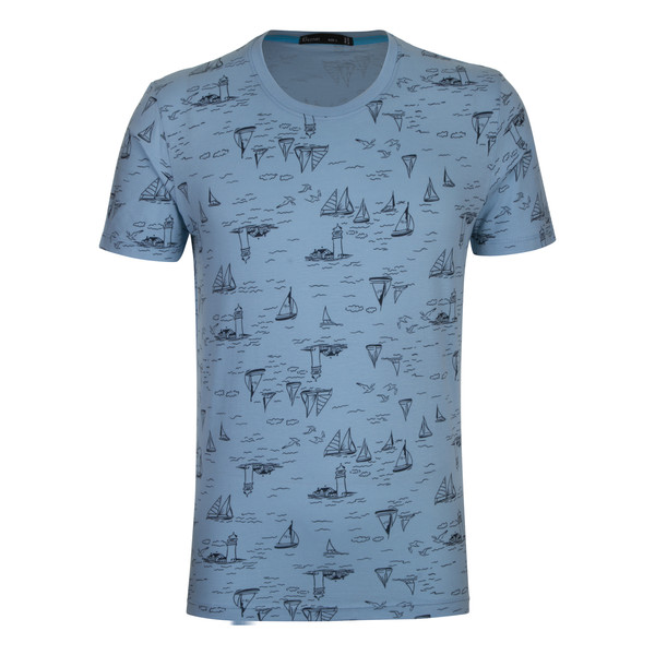 تی شرت آستین کوتاه مردانه باینت مدل 755-2 رنگ آبی روشن