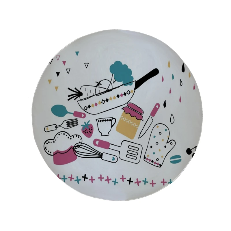  پادری مدل دایره طرح آشپزخانه کد 8246 سایز 90 × 90 سانتی متر