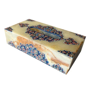 جعبه دستمال کاغذی سنگی مدل سنگ مرمر کد 0047
