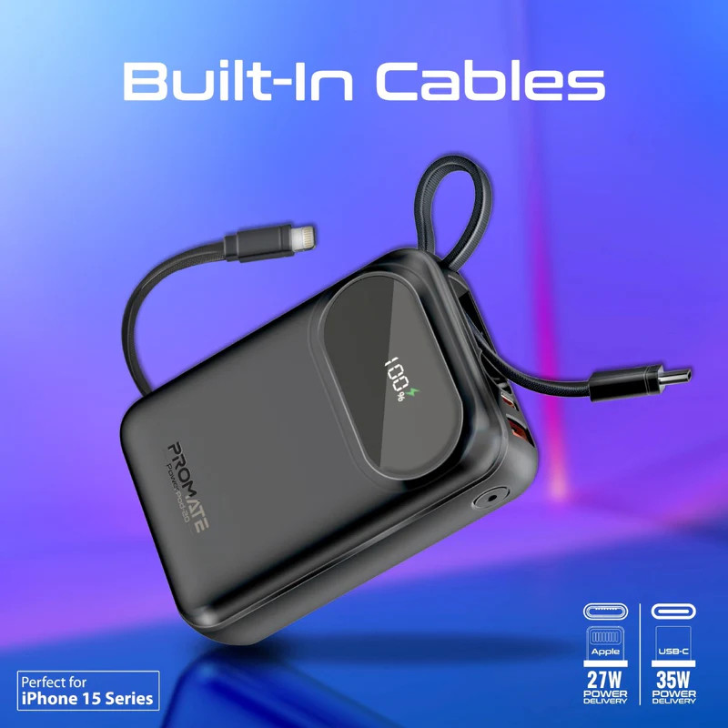 پاوربانک پرومیت مدل POWERPOD-20.BLK ظرفیت 20000 میلی‌آمپرساعت