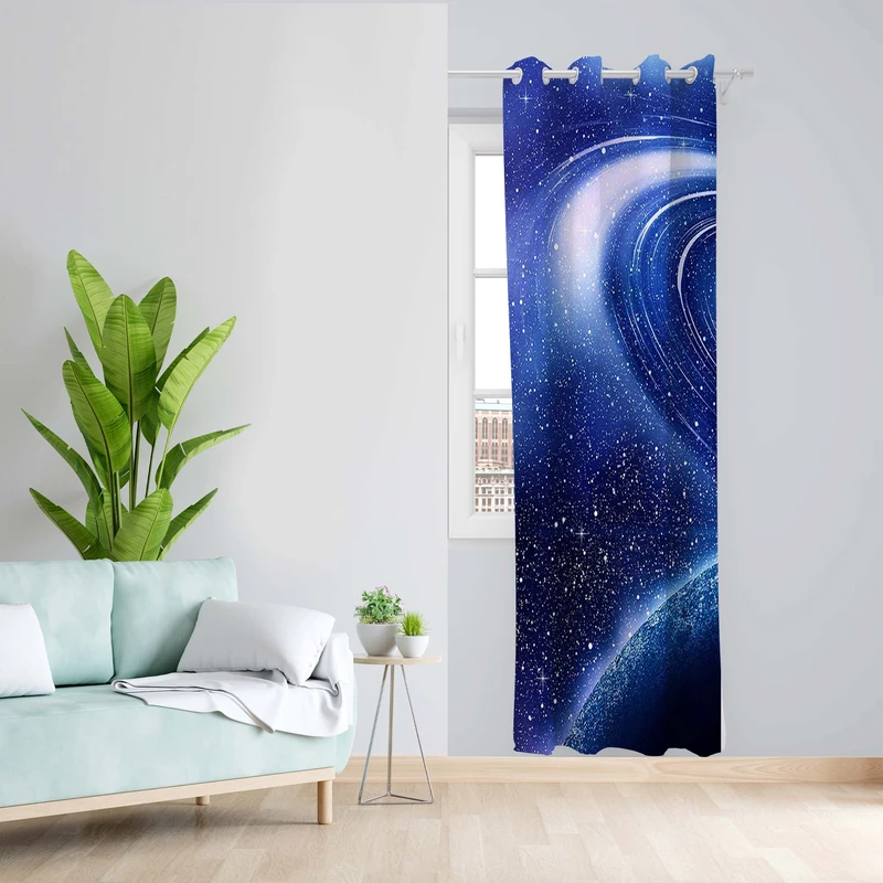 پرده طرح کهکشان مدل مخمل پانچی کد 5532L z سایز 140x200 سانتی متر
