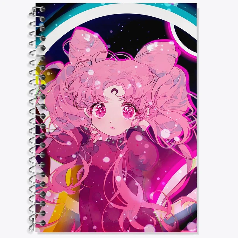 دفتر زبان 50 برگ خندالو مدل دو خط طرح چیبیوسا انیمه سیلور مون Sailor Moon کد 17451