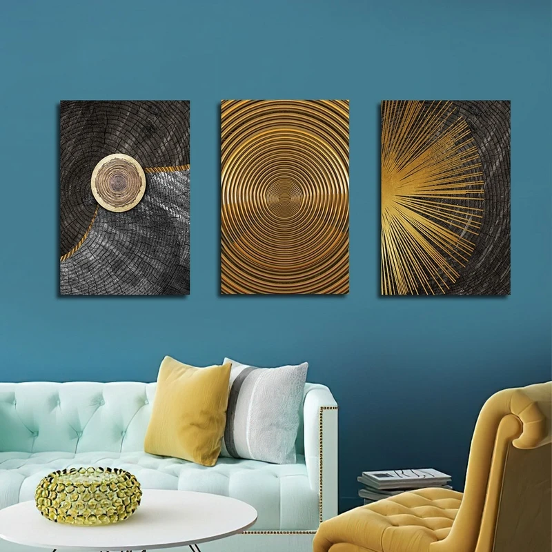 تابلو شاسی بکلیت طرح نقاشی انتزاعی مدل SH-2468 مجموعه 3 عددی