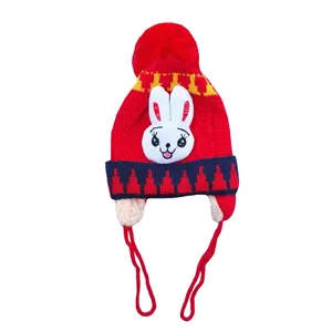 کلاه بافتنی بچگانه مدل خرگوش طرح داخل خز