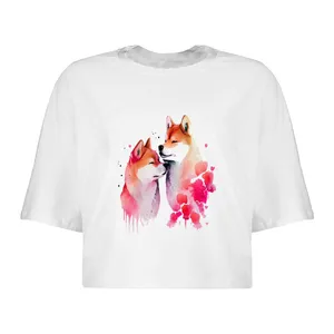 کراپ‌تاپ آستین کوتاه زنانه مدل WOLF  کد L155 S