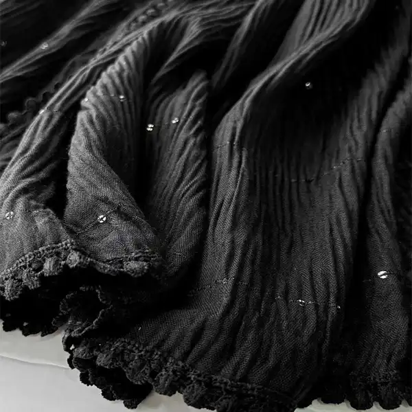 شال زنانه مدل نخی وارداتی پولک دوزی دور عدسی کد polaki20