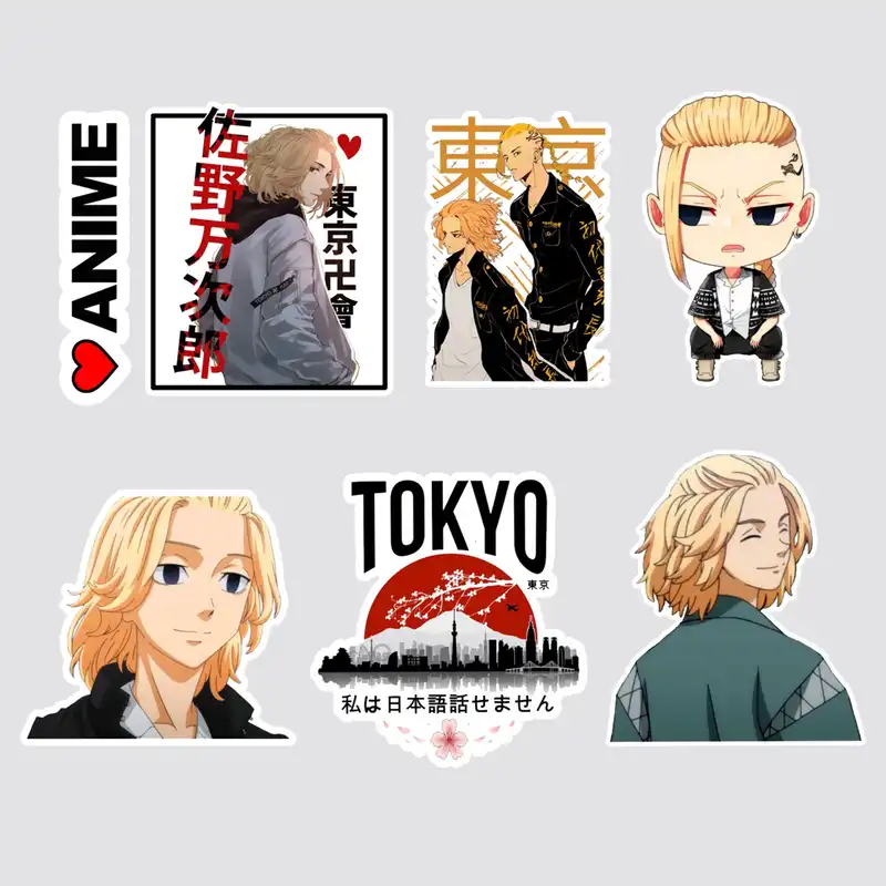 استیکر لپ تاپ پیکسل میکسل مدل انیمه توکیو ریونجرز مجموعه 7 عددی