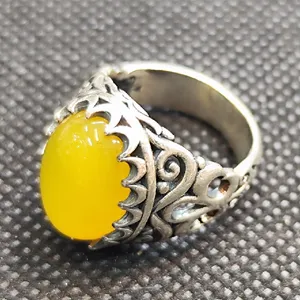 انگشتر نقره مردانه مدل سنگ شرف الشمس کد 39