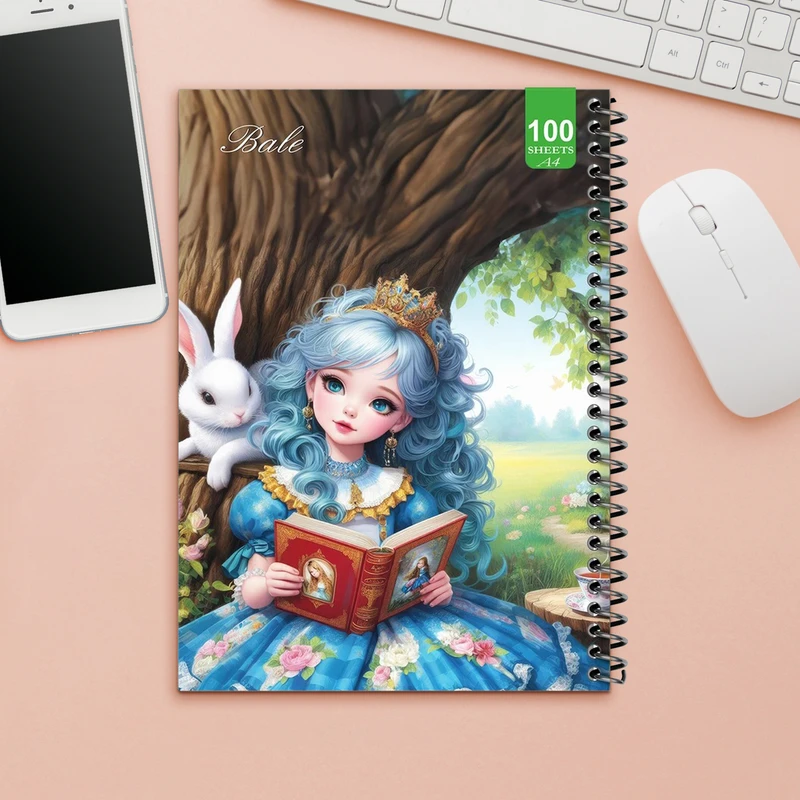 دفتر نقاشی 100 برگ بله مدل رحلی طرح فانتزی دخترانه کد A4-N328