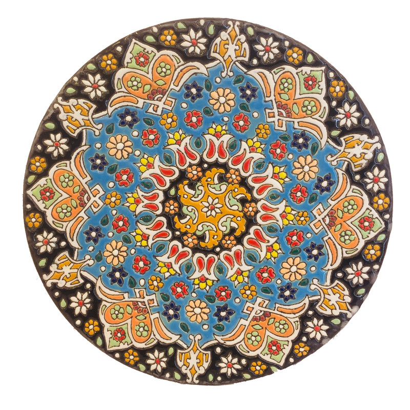بشقاب میناکاری سفالی زمانیان کد ZMN20012
