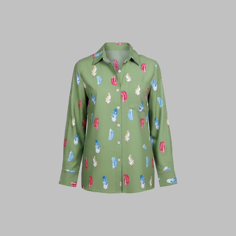 شومیز آستین بلند یقه برگردان زنانه مدل Chemise-Bu/G-01