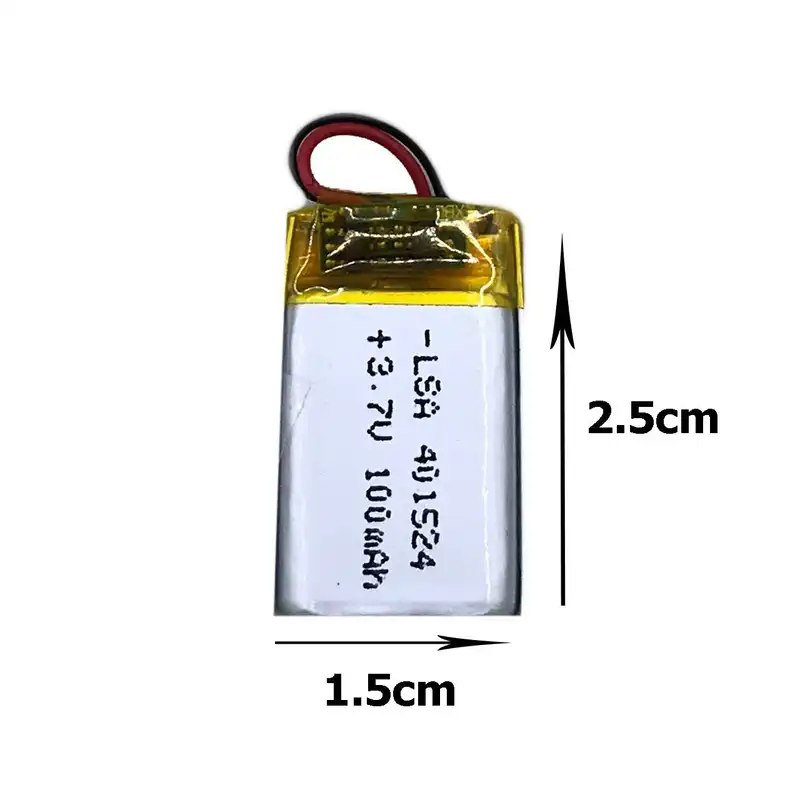 باتری لیتیوم یون مدل 401524  ظرفیت 100 میلی آمپر ساعت