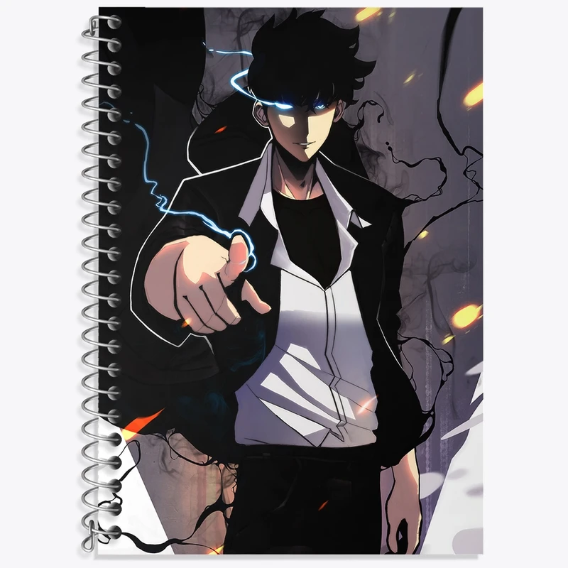 دفتر زبان 50 برگ خندالو مدل دو خط طرح سونگ جین وو انیمه تک رو کد 33776