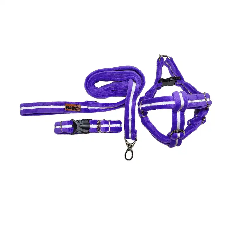 قلاده کتفی و بند قلاده سگ و گربه مدل مخملی کد s04