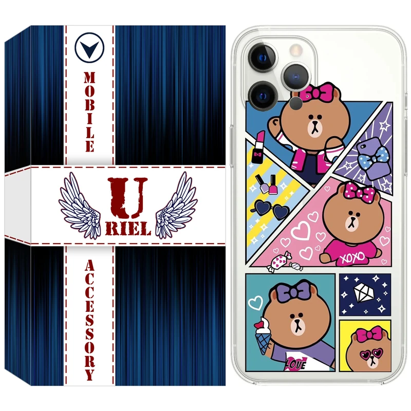 کاور یوریل قاب مدل Clear کد 13 طرح Brown مناسب برای گوشی موبایل اپل iPhone 12 Pro