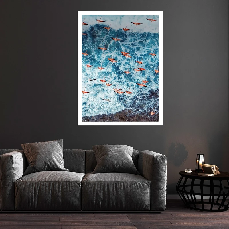 تابلو بکلیت طرح دریا و فلامینکو مدل قاب شاسی W-S7609