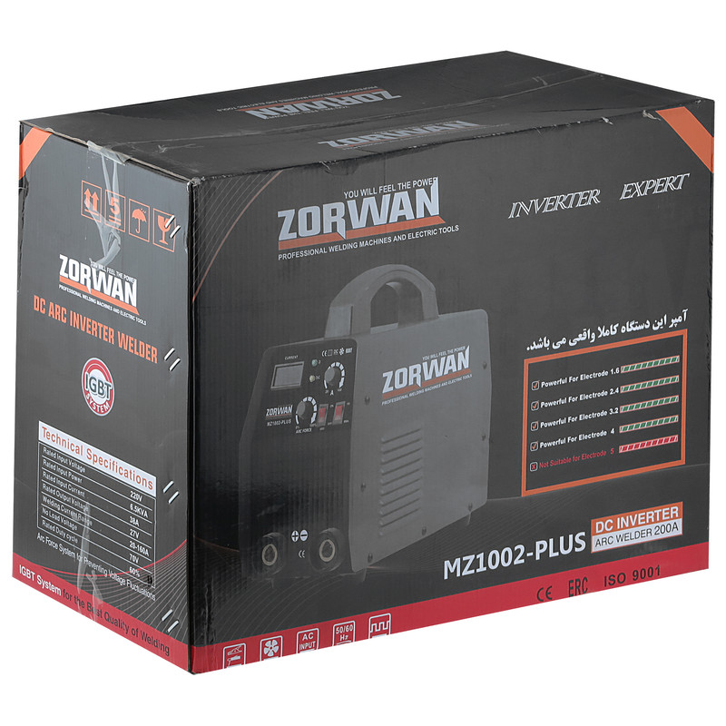 اینورتر جوشکاری 160 آمپر زوروان مدل MZ1002-PLUS اینورتر جوشکاری 160 آمپر زوروان مدل MZ1002-PLUS