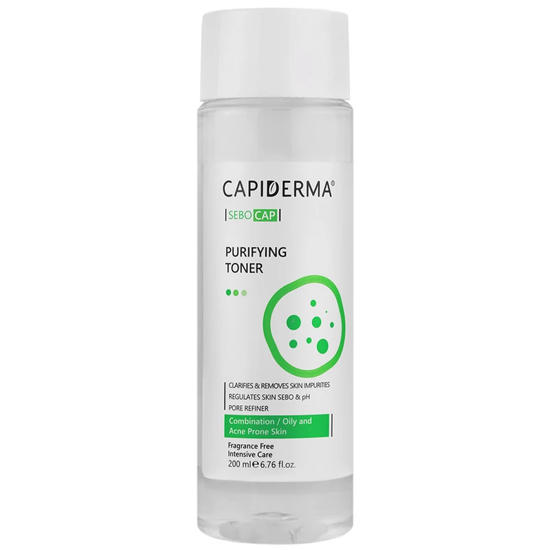 تونر پاک کننده صورت و چشم کپیدرما مدل sebocap مناسب پوست چرب و دارای آکنه حجم ۲۰۰ میلی لیتر