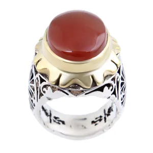 انگشتر نقره مردانه بازرگانی میلادی مدل عقیق سرخ یمنی رکاب دست ساز استاد انصاری کد AM_2631