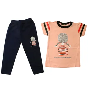 ست تی شرت و شلوار دخترانه مدل دختر مو بافت رنگ گلبهی روشن