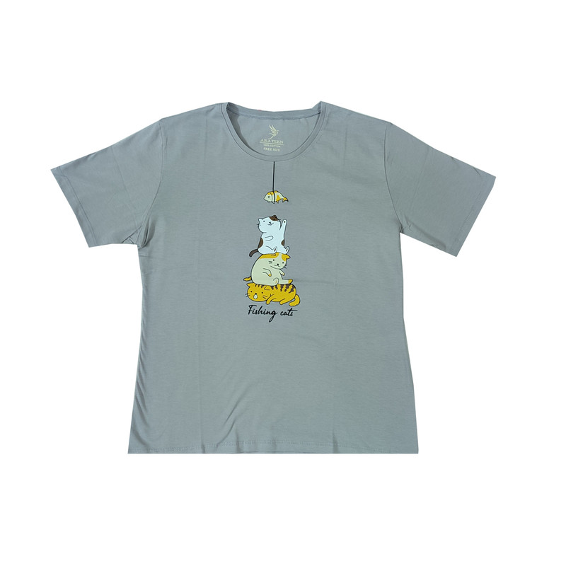 تی شرت آستین کوتاه زنانه مدل گربه ماهی کد 05