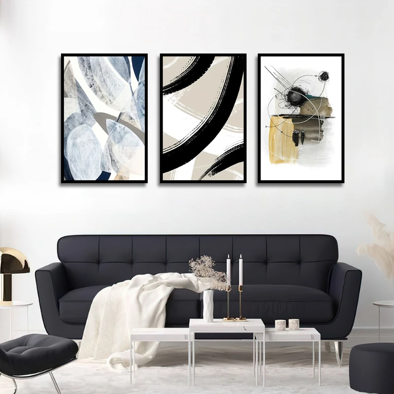 تابلو بکلیت طرح نقاشی مدرن مدل شاین اکلیلی B-1792 مجموعه 3 عددی