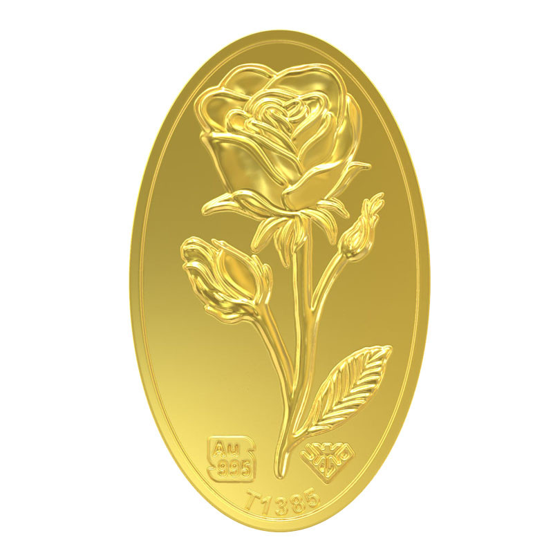 شمش طلا 18 عیار طلای محمد مدل گل رز کد SR500 - 3