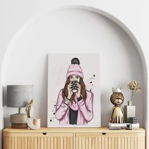 تابلو شاسی مدل دختر و لیوان قهوه T320604