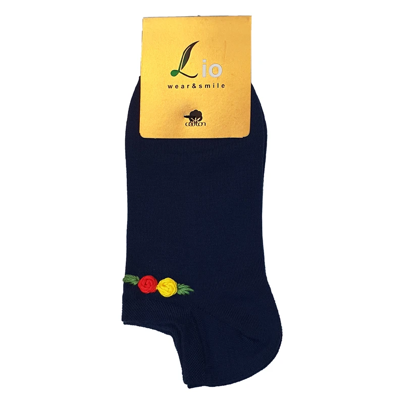 جوراب کالج زنانه لئو مدل نخ پنبه گلدوزی دوبل کد soo1