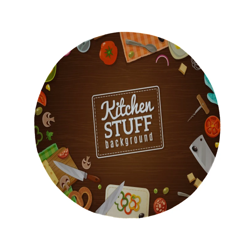      پادری مدل دایره طرح آشپزخانه کد 8083 سایز 90 × 90 سانتی متر