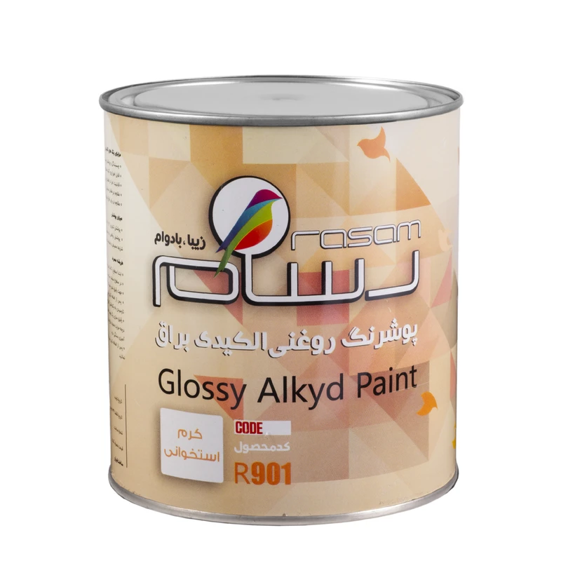  پوشرنگ روغنی آلکیدی کرم استخوانی رسام کد R901 وزن 1100 گرم