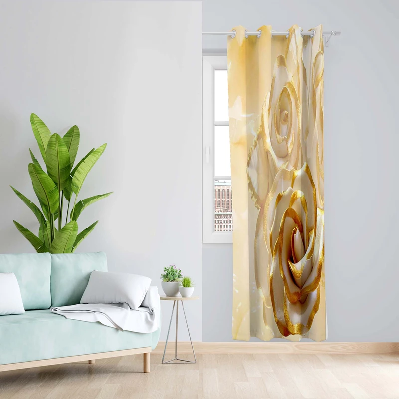 پرده طرح گل مدل مخمل پانچی کد 5418R z سایز 140x200 سانتی متر