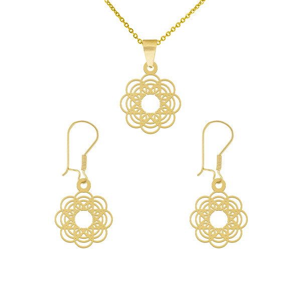 نیم ست طلا 18 عیار زنانه طلای کامک طرح گل کد 17