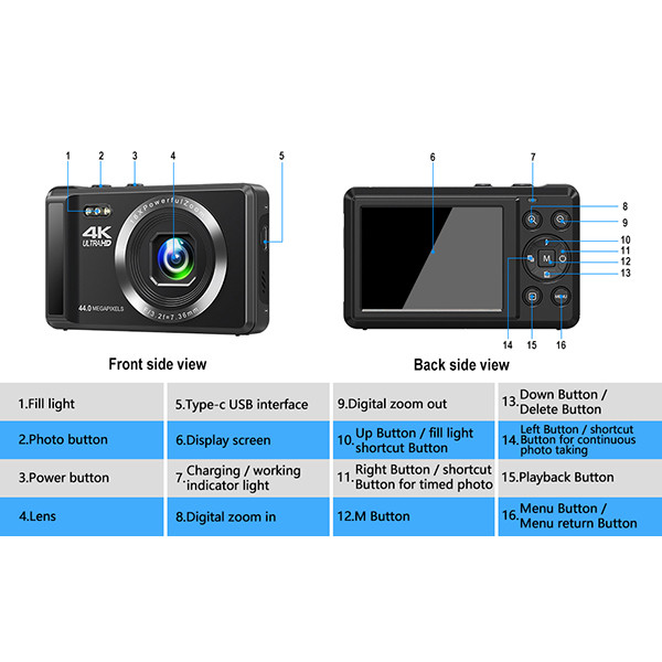 دوربین دیجیتال مدل 4K ULTRA HD 44MP 16X