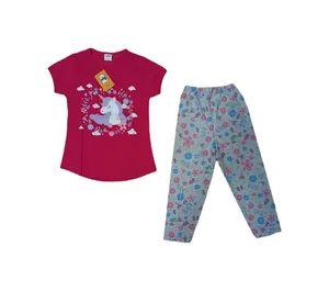 ست تی شرت آستین کوتاه و شلوار دخترانه مدل تک شاخ