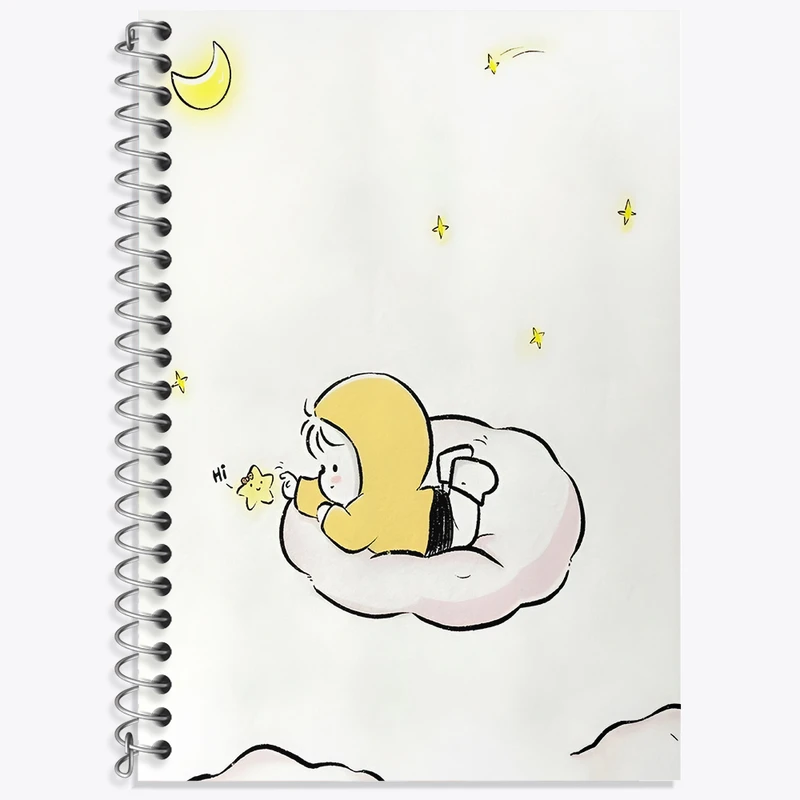 دفتر زبان 50 برگ خندالو مدل دو خط طرح کودکانه کیوت کد N3266