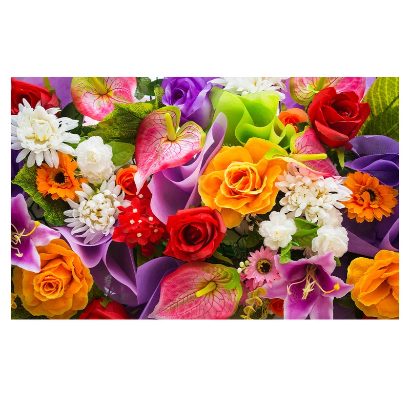 فرش پارچه‌ای مدل فرشینه طرح دسته گل رنگارنگ کد AR3060300