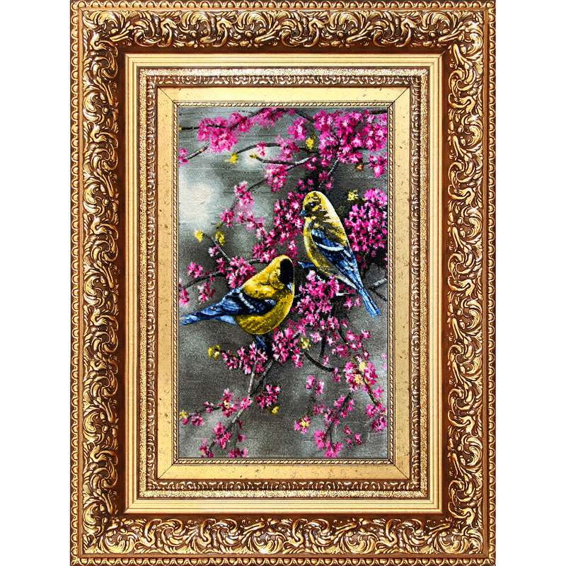 تابلو فرش دستباف فرش میرنظامی مدل گل و بلبل کد 870.871