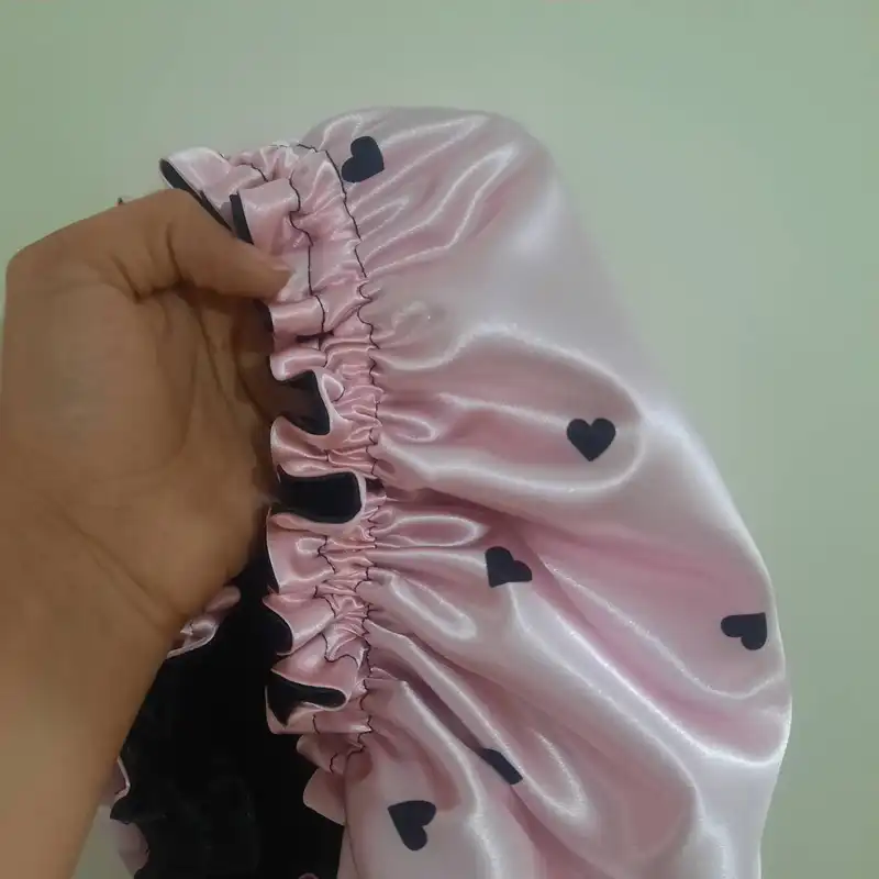 کلاه زنانه مدل ساتن ابريشم دو رو طرح قلبي