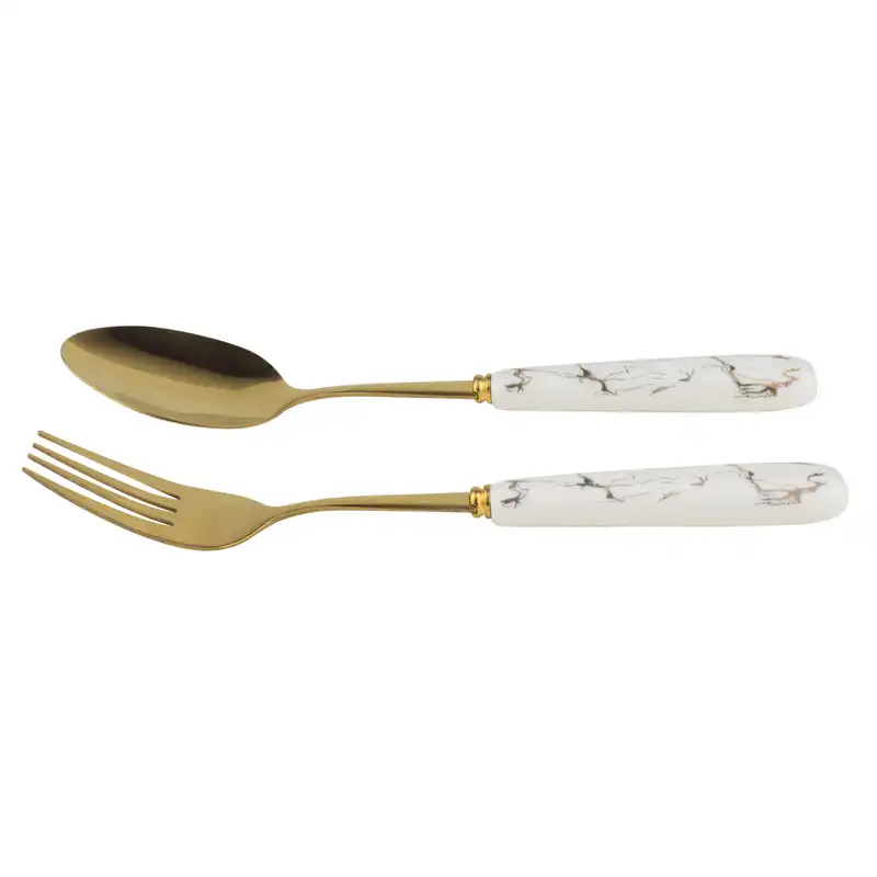 ست قاشق و چنگال 12 پارچه مدل دسته سرامیکی