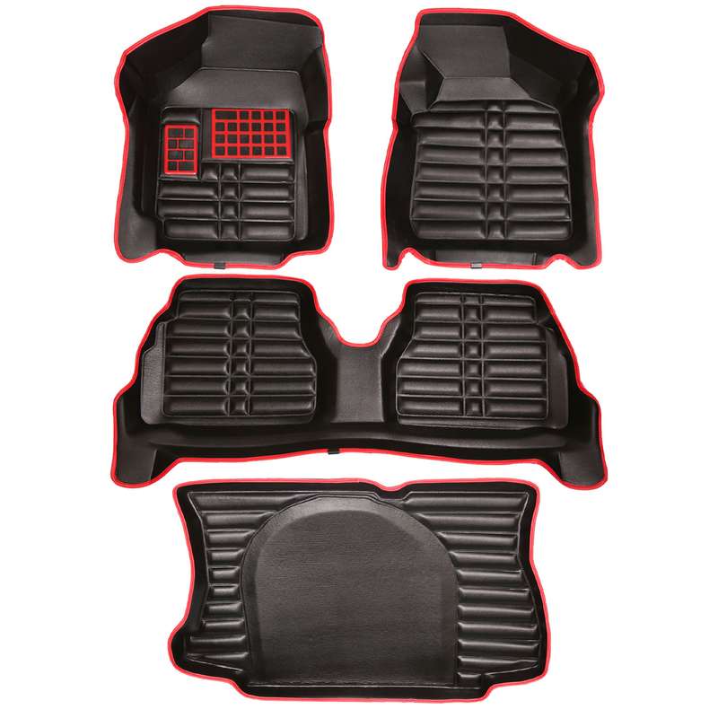 کفپوش پنج بعدی خودرو مدل نواردار مناسب برای تیبا2 به همراه کفپوش صندوق