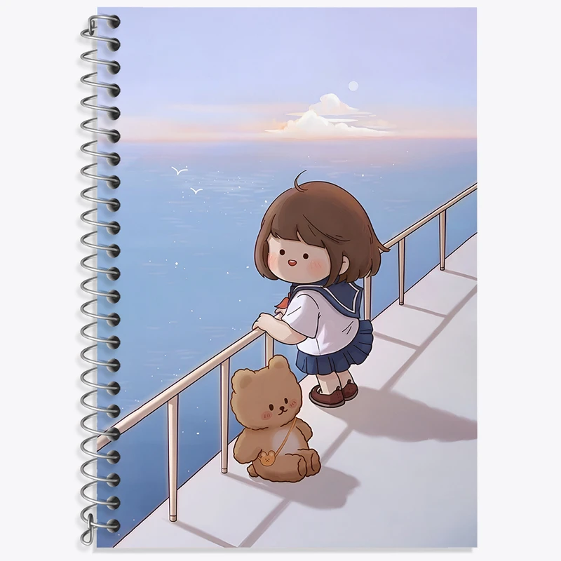 دفتر زبان 50 برگ خندالو مدل سه خط طرح رورو جامپ کیوت کد N3924